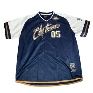 FUBU City Series Chi-Town 05 Baseball Jersey Mens XXXL Navy Blue White Gold Y2K